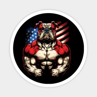 strong bulldog, flag bulldog, gym bulldog, Power bulldog Magnet